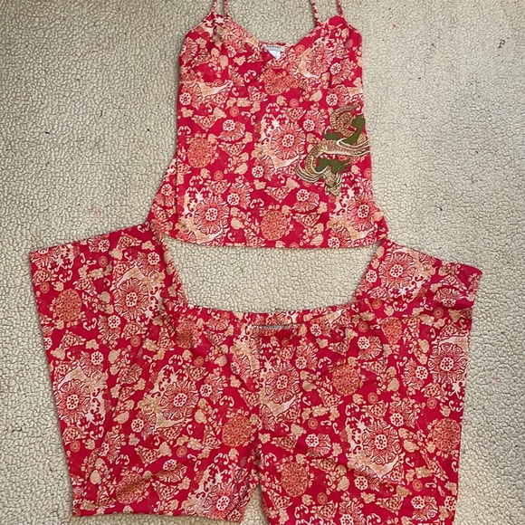 Natori Three Piece Green Dragon Loungewear - Picture 4 of 11